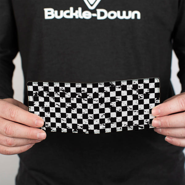 Buckle-Down Bi-Fold Wallet - Checker Weathered2 Black White