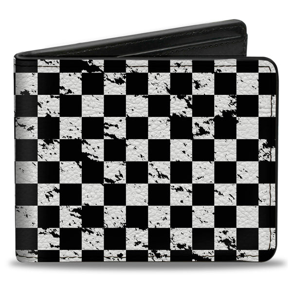Buckle-Down Bi-Fold Wallet - Checker Weathered2 Black White