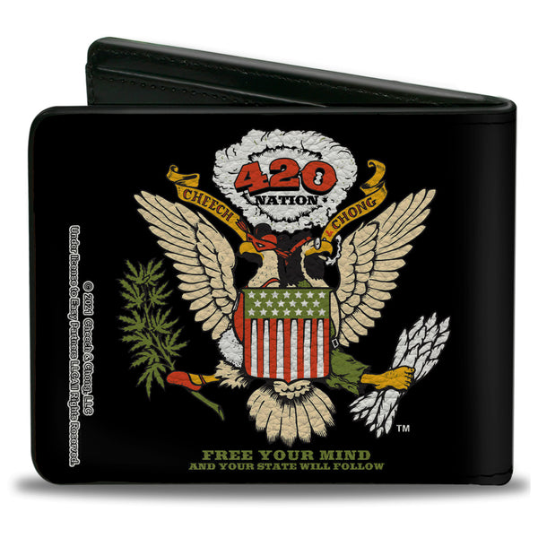 Buckle-Down Bi-Fold Wallet - Cheech And Chong 420 Nation Coat Of Arms Black