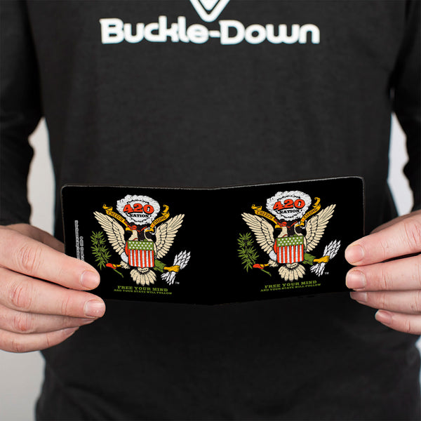 Buckle-Down Bi-Fold Wallet - Cheech And Chong 420 Nation Coat Of Arms Black