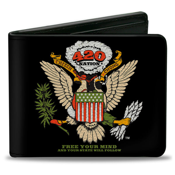 Buckle-Down Bi-Fold Wallet - Cheech and Chong 420 Nation Coat of Arms Black