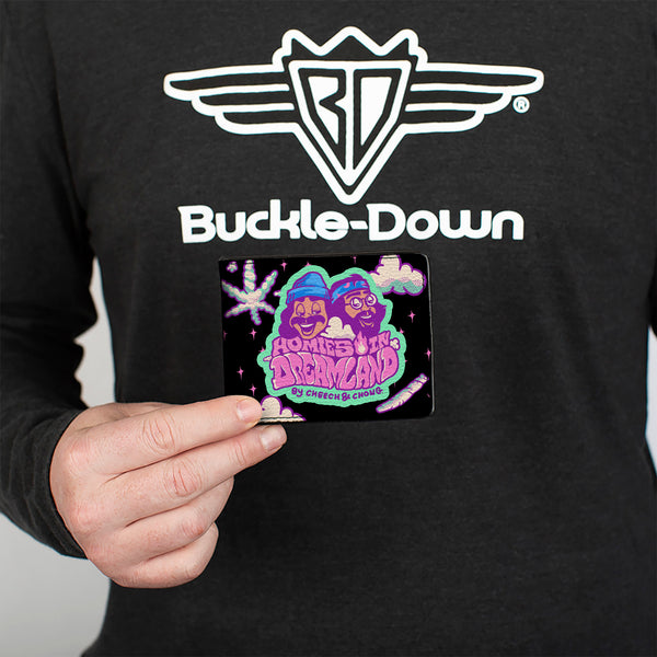Buckle-Down Bi-Fold Wallet - Cheech And Chong HOMIES IN DREAMLAND Title Logo Smoke Clouds Black