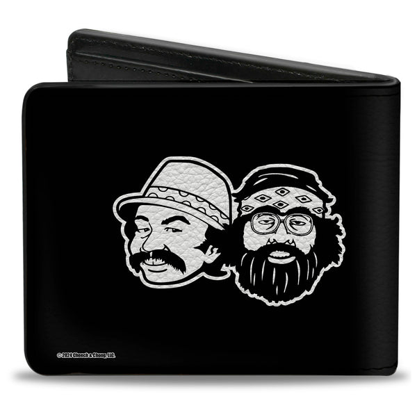Buckle-Down Bi-Fold Wallet - CHEECH & CHONG 85 Text And Faces Logo Black/White/Yellow/Green
