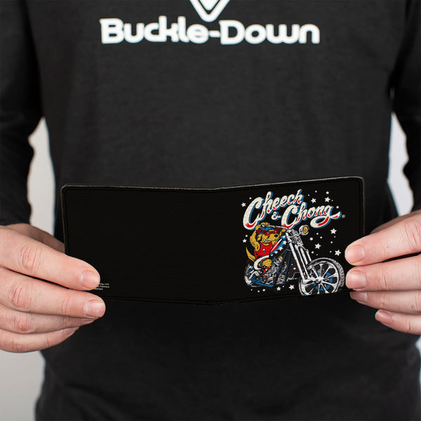 Buckle-Down Bi-Fold Wallet - CHEECH & CHONG Americana Stunt Dog Pose Black