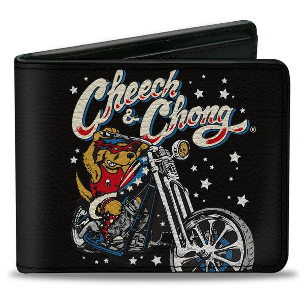 Buckle-Down Bi-Fold Wallet - CHEECH & CHONG Americana Stunt Dog Pose Black