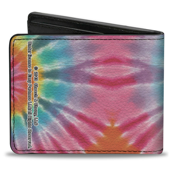 Buckle-Down Bi-Fold Wallet - CHEECH & CHONG Caricature Faces Tie Dye Multi Color Black