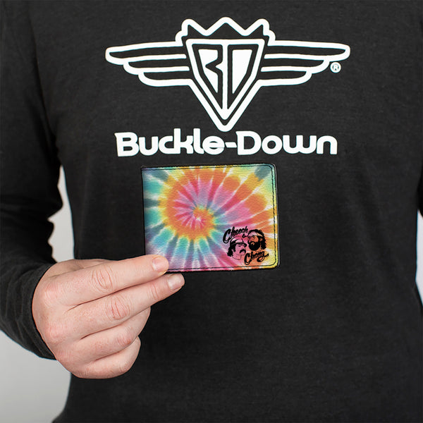 Buckle-Down Bi-Fold Wallet - CHEECH & CHONG Caricature Faces Tie Dye Multi Color Black
