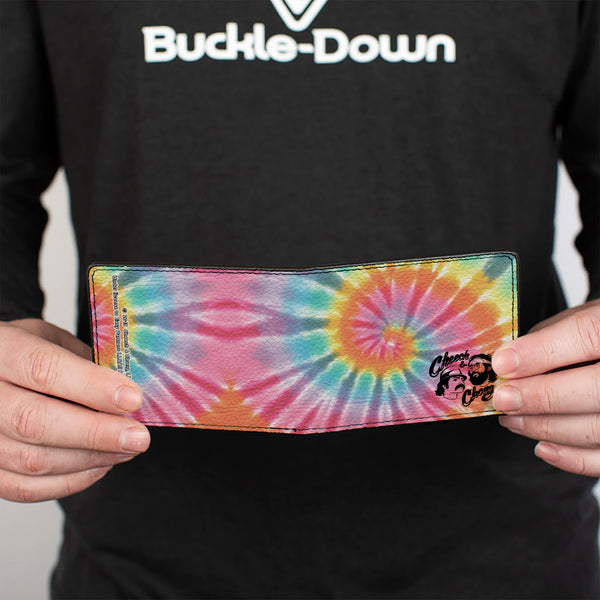 Buckle-Down Bi-Fold Wallet - CHEECH & CHONG Caricature Faces Tie Dye Multi Color Black