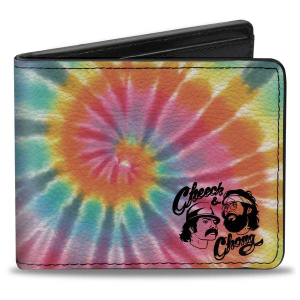 Buckle-Down Bi-Fold Wallet - CHEECH & CHONG Caricature Faces Tie Dye Multi Color Black