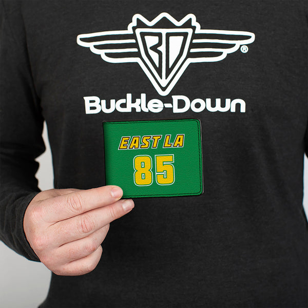 Buckle-Down Bi-Fold Wallet - Cheech & Chong EAST LA 85 BASKETBALL JONES Faces Logo Green/Yellow
