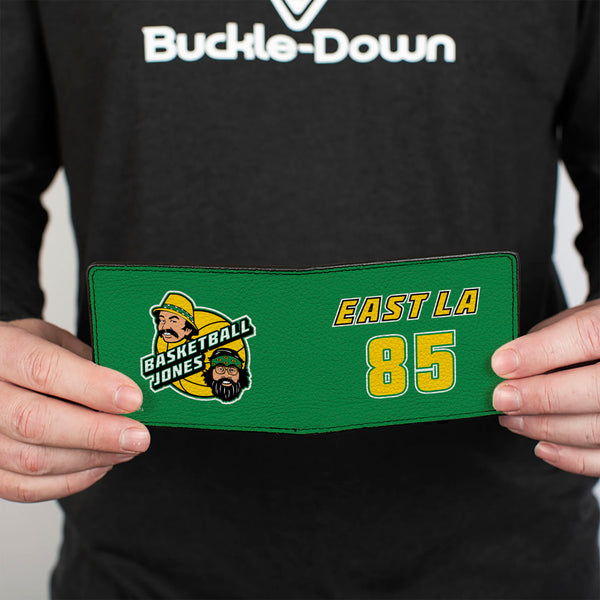 Buckle-Down Bi-Fold Wallet - Cheech & Chong EAST LA 85 BASKETBALL JONES Faces Logo Green/Yellow