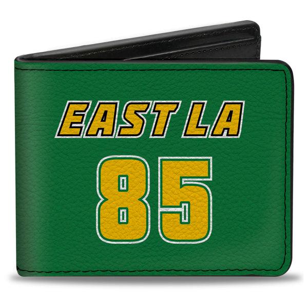 Buckle-Down Bi-Fold Wallet - Cheech & Chong EAST LA 85 BASKETBALL JONES Faces Logo Green/Yellow