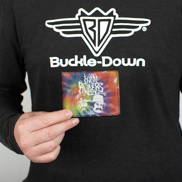 Buckle-Down Bi-Fold Wallet - CHEECH & CHONG HIGH ROLLERS Smoke Pose Tie Dye Multi Color/White