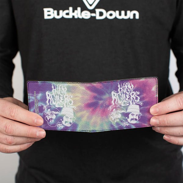 Buckle-Down Bi-Fold Wallet - CHEECH & CHONG HIGH ROLLERS Smoke Pose Tie Dye Purples/White