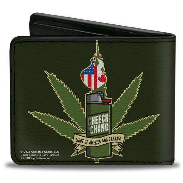 Buckle-Down Bi-Fold Wallet - CHEECH & CHONG LIGHT UP AMERICA AND CANADA Lighter Greens