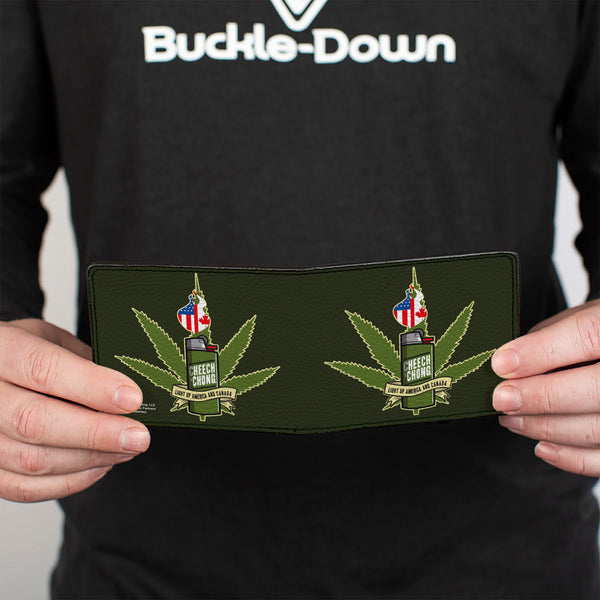 Buckle-Down Bi-Fold Wallet - CHEECH & CHONG LIGHT UP AMERICA AND CANADA Lighter Greens