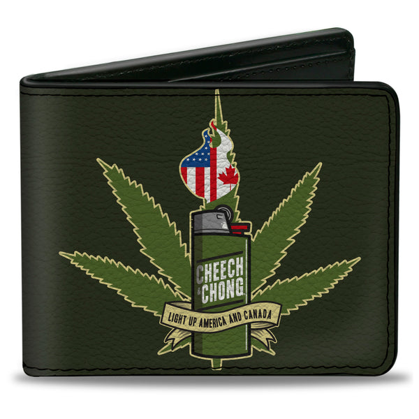 Buckle-Down Bi-Fold Wallet - CHEECH & CHONG LIGHT UP AMERICA AND CANADA Lighter Greens