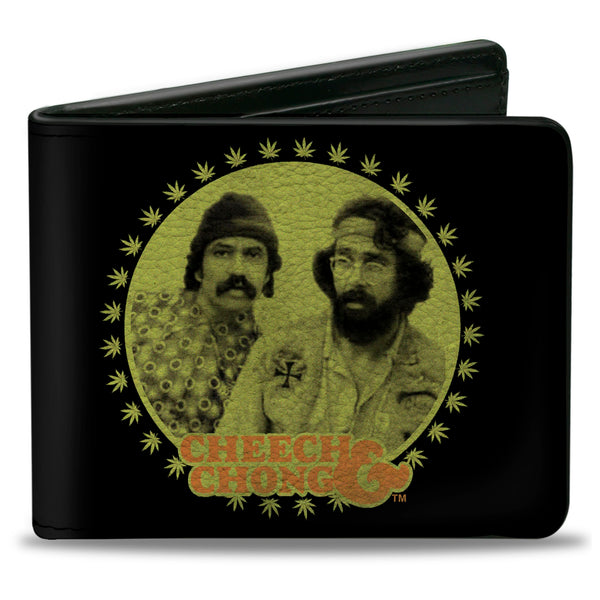 Buckle-Down Bi-Fold Wallet - CHEECH & CHONG Next Movie Pose Black Green Orange