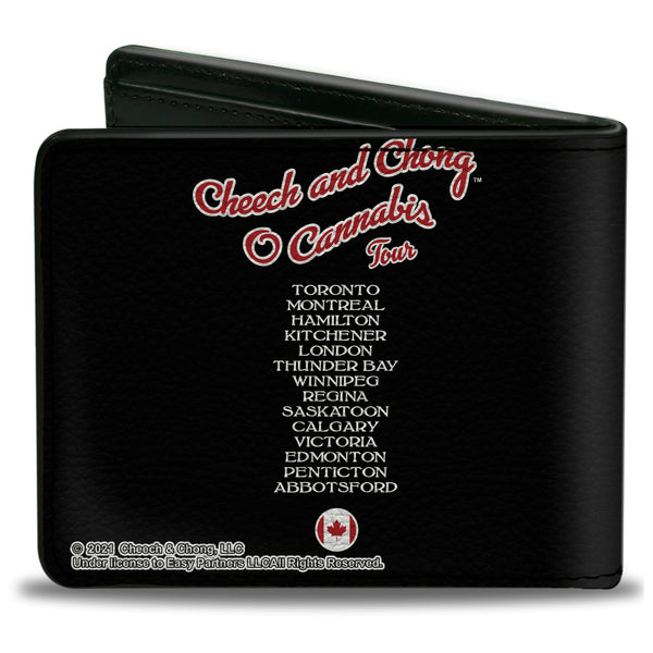 Buckle-Down Bi-Fold Wallet - Cheech & Chong O CANNABIS TOUR CANADA 2021 + Cities Black/White/Red