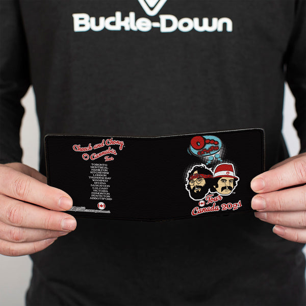 Buckle-Down Bi-Fold Wallet - Cheech & Chong O CANNABIS TOUR CANADA 2021 + Cities Black/White/Red