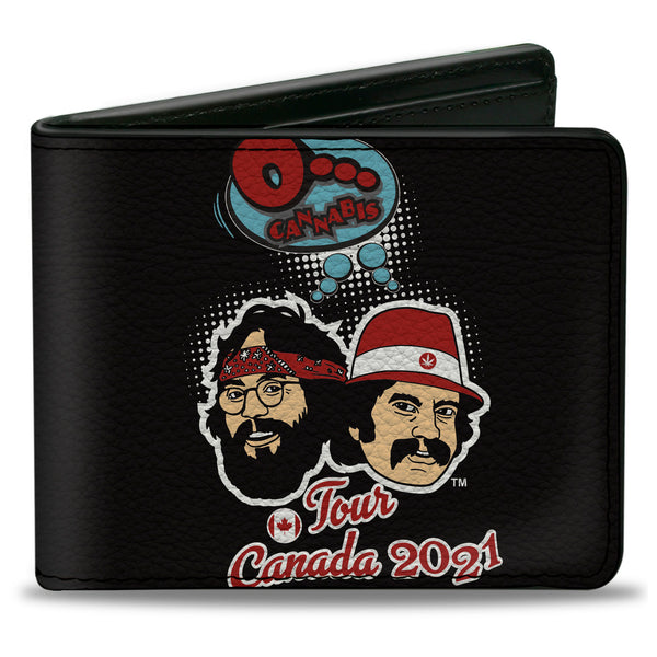Buckle-Down Bi-Fold Wallet - Cheech & Chong O CANNABIS TOUR CANADA 2021 + Cities Black/White/Red