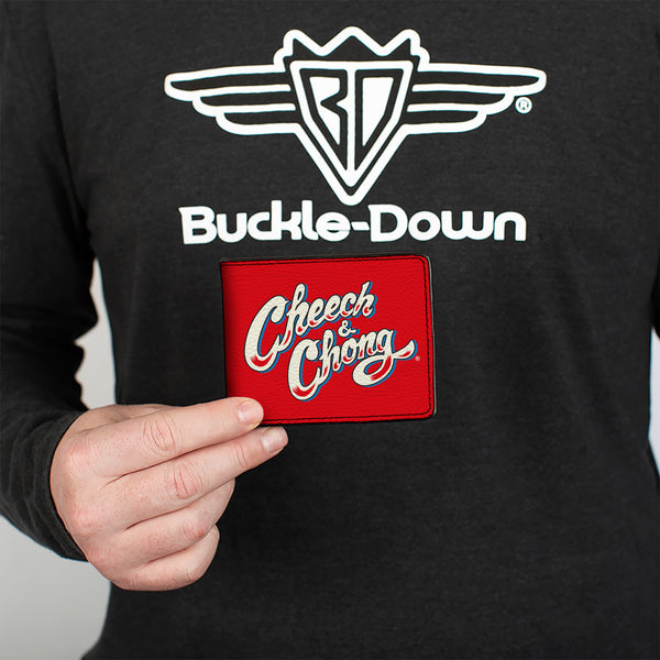 Buckle-Down Bi-Fold Wallet - CHEECH & CHONG Title Logo + Bud Leaf Red/Blue/White