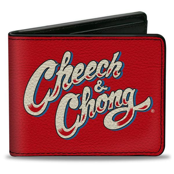 Buckle-Down Bi-Fold Wallet - CHEECH & CHONG Title Logo + Bud Leaf Red/Blue/White