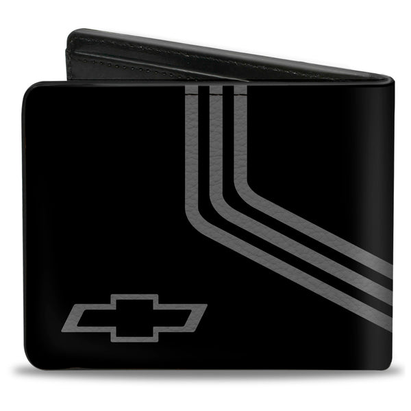 Buckle-Down Bi-Fold Wallet - CHEVROLET Bowtie 3-Stripe Black Charcoal