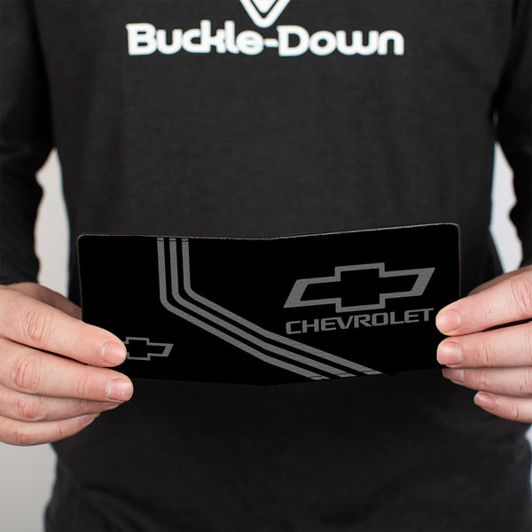 Buckle-Down Bi-Fold Wallet - CHEVROLET Bowtie 3-Stripe Black Charcoal
