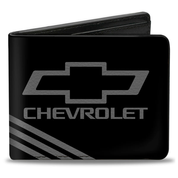 Buckle-Down Bi-Fold Wallet - CHEVROLET Bowtie 3-Stripe Black Charcoal