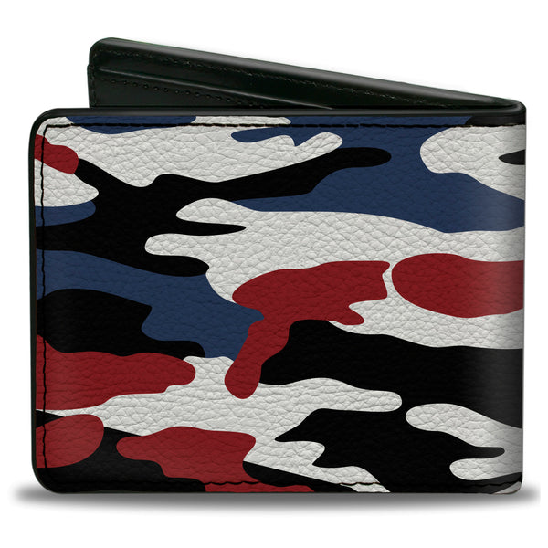 Buckle-Down Bi-Fold Wallet - CHEVROLET Bowtie + Americana Camo Black White Red Blue