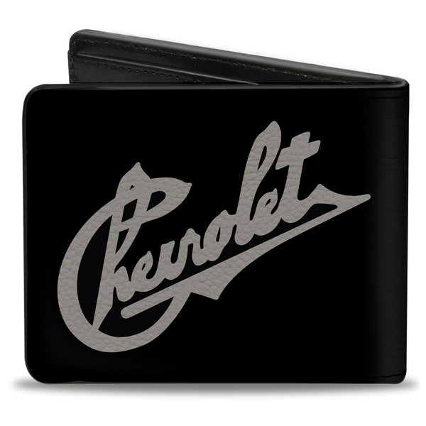 Buckle-Down Bi-Fold Wallet - Chevrolet HeritageScript Slant Black Tan