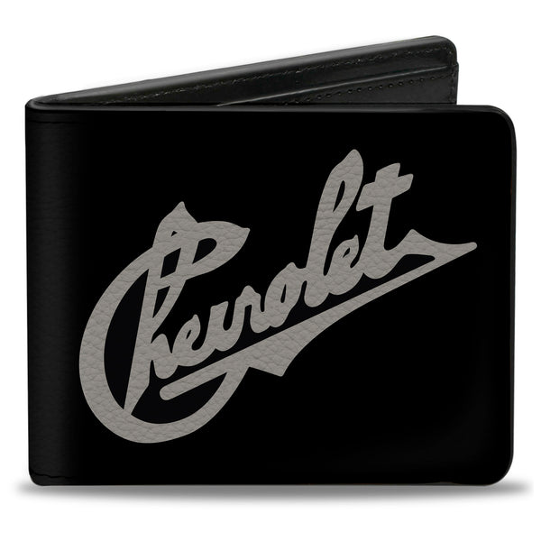 Buckle-Down Bi-Fold Wallet - Chevrolet HeritageScript Slant Black Tan