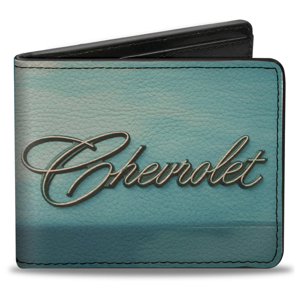 Buckle-Down Bi-Fold Wallet - CHEVROLET Side Panel Script Blues/Silvers