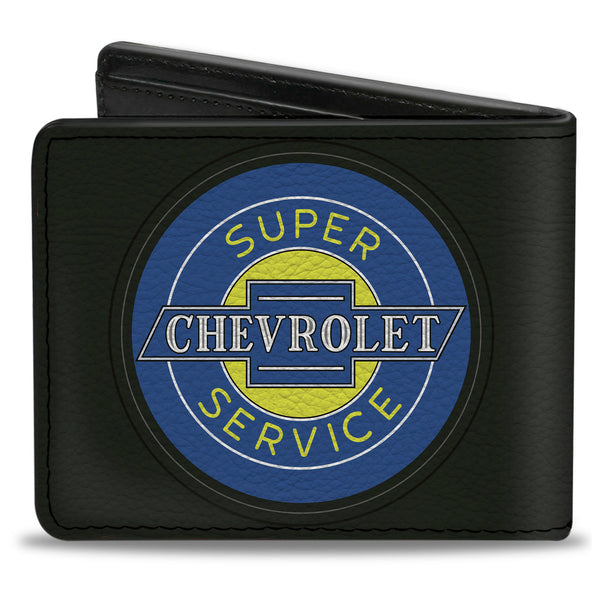 Buckle-Down Bi-Fold Wallet - CHEVROLET SUPER SERVICE Logo Black Blue Yellow