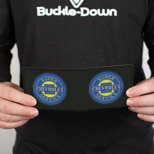 Buckle-Down Bi-Fold Wallet - CHEVROLET SUPER SERVICE Logo Black Blue Yellow