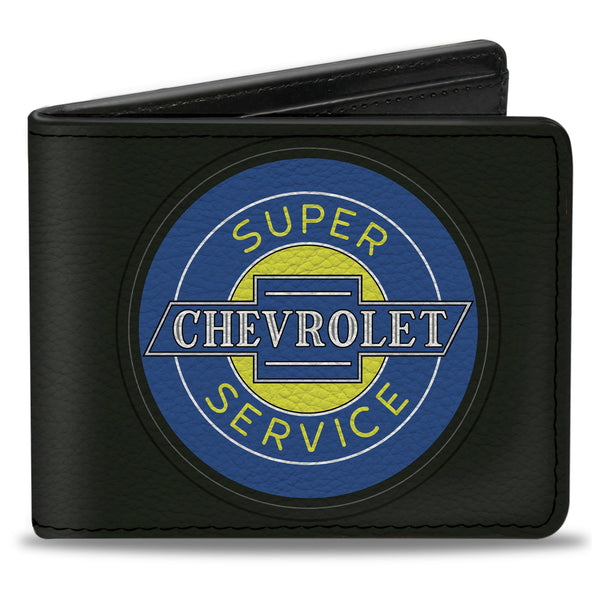 Buckle-Down Bi-Fold Wallet - CHEVROLET SUPER SERVICE Logo Black Blue Yellow