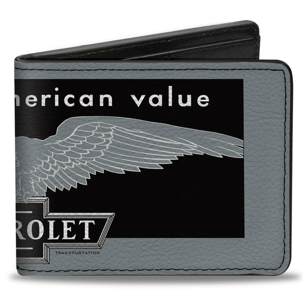 Buckle-Down Bi-Fold Wallet - CHEVROLET THE GREAT AMERICAN VALUE Eagle Light Blue/Black