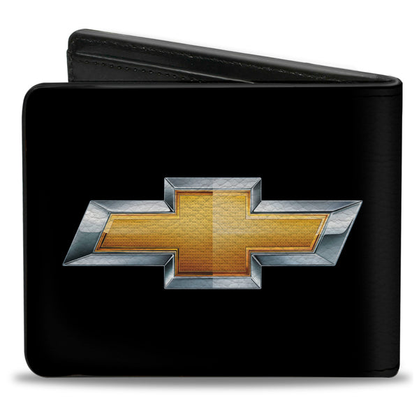Buckle-Down Bi-Fold Wallet - Chevy Bowtie Black Gold Logo CENTERED
