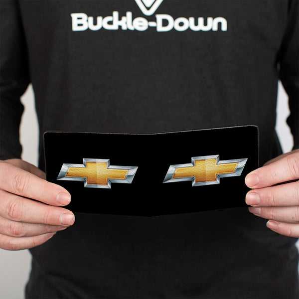 Buckle-Down Bi-Fold Wallet - Chevy Bowtie Black Gold Logo CENTERED