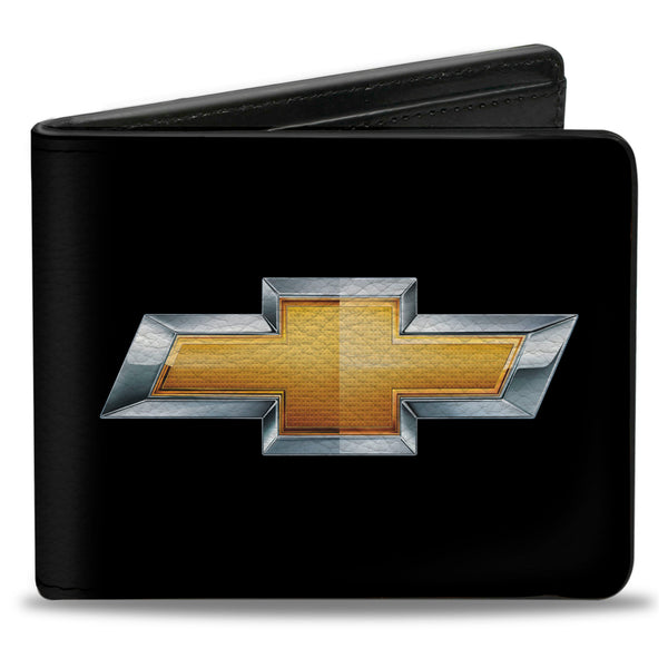 Buckle-Down Bi-Fold Wallet - Chevy Bowtie Black Gold Logo CENTERED