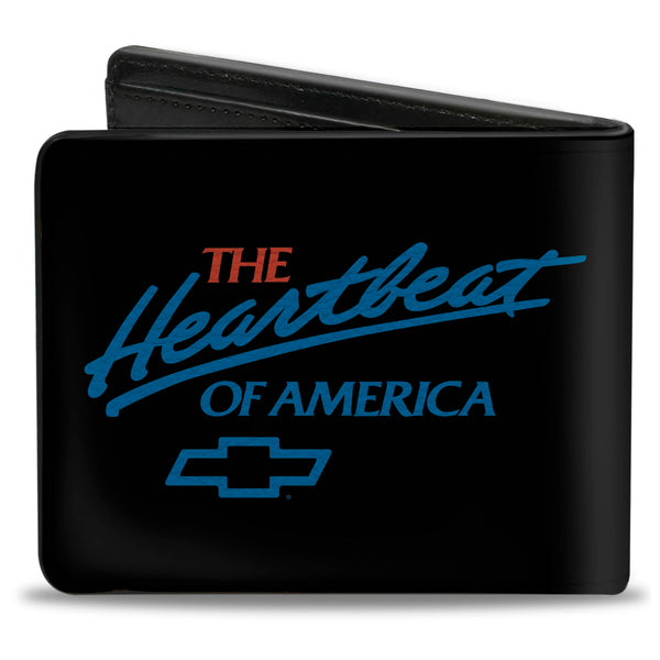 Buckle-Down Bi-Fold Wallet - Chevy Bowtie THE HEARTBEAT OF AMERICA Black White Red Blue