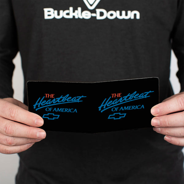 Buckle-Down Bi-Fold Wallet - Chevy Bowtie THE HEARTBEAT OF AMERICA Black White Red Blue