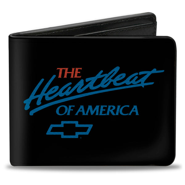 Buckle-Down Bi-Fold Wallet - Chevy Bowtie THE HEARTBEAT OF AMERICA Black White Red Blue