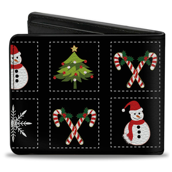 Buckle-Down Bi-Fold Wallet - Christmas Blocks Black White Multi Color