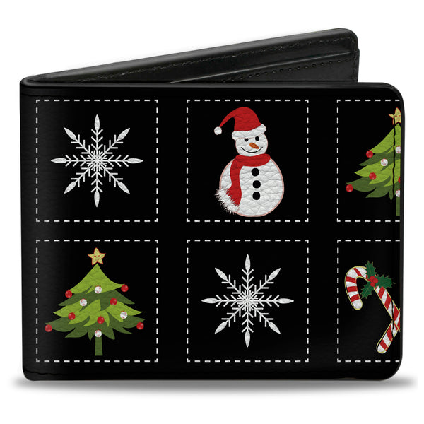 Buckle-Down Bi-Fold Wallet - Christmas Blocks Black White Multi Color