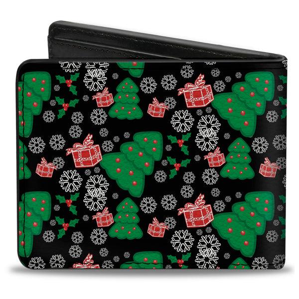 Buckle-Down Bi-Fold Wallet - Christmas Collage Black White Green Red
