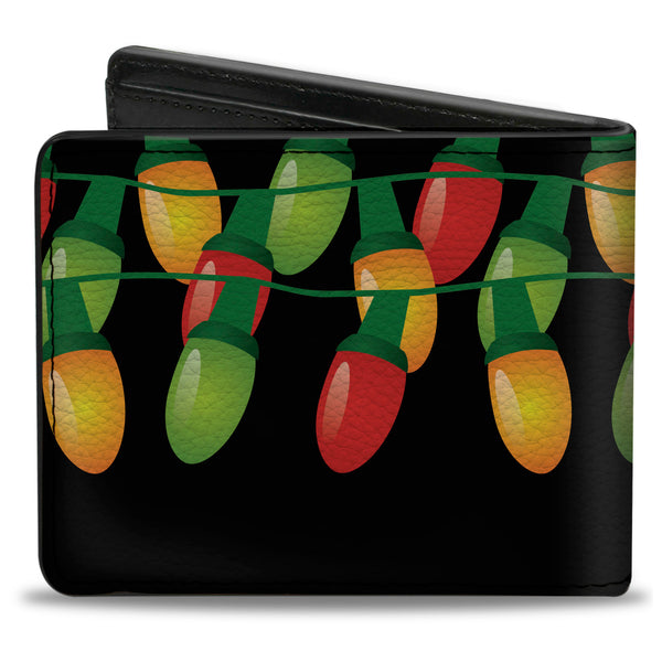 Buckle-Down Bi-Fold Wallet - Christmas Lights Black Multi Color