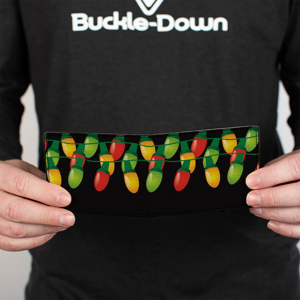 Buckle-Down Bi-Fold Wallet - Christmas Lights Black Multi Color