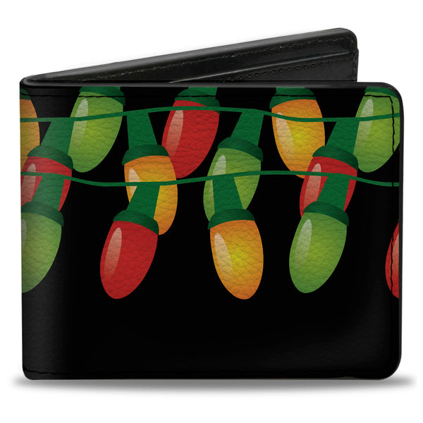 Buckle-Down Bi-Fold Wallet - Christmas Lights Black Multi Color